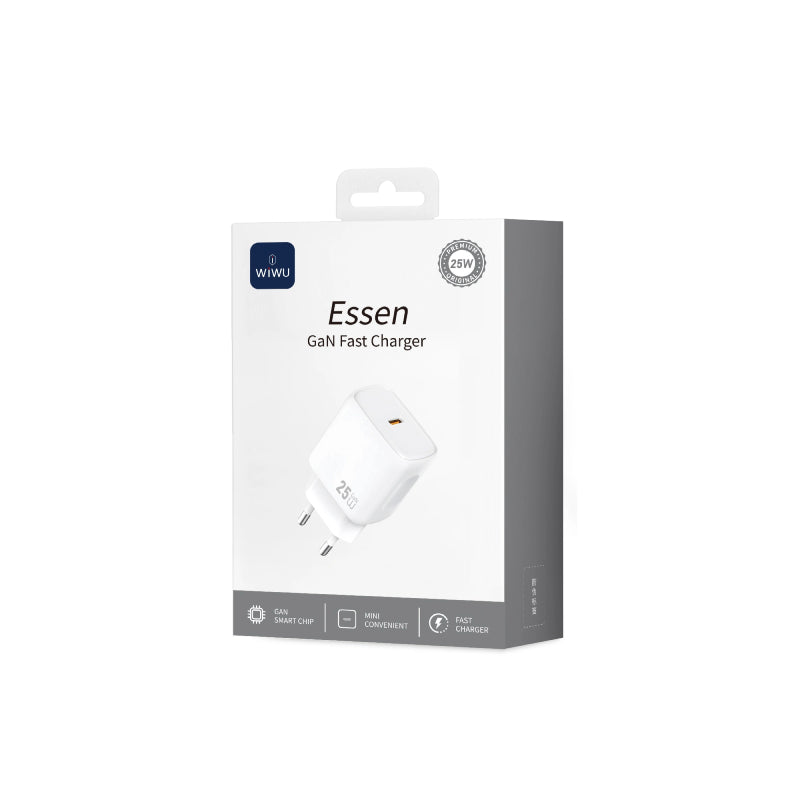 WiWU 25W Essen GaN Fast Charger 1C  , Wi-G016 -Black