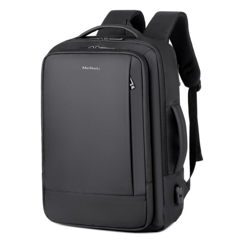 Meinaili 1905 USB Charging Backpack 15.6 inch Laptop Travel Bag - Black