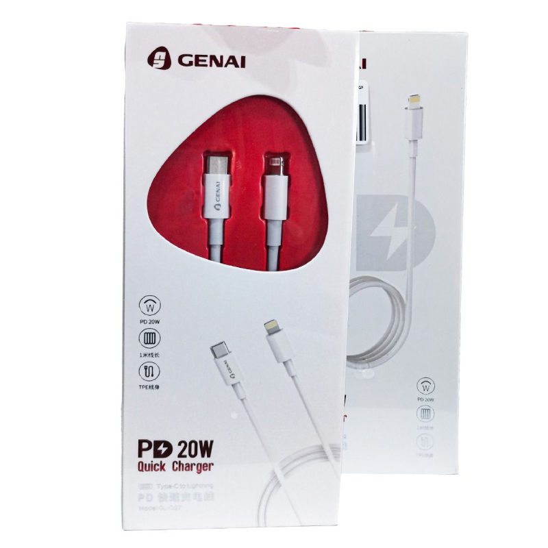 Genai Fast PD Type-C To Lightning Cable , 20W , Q27 - White