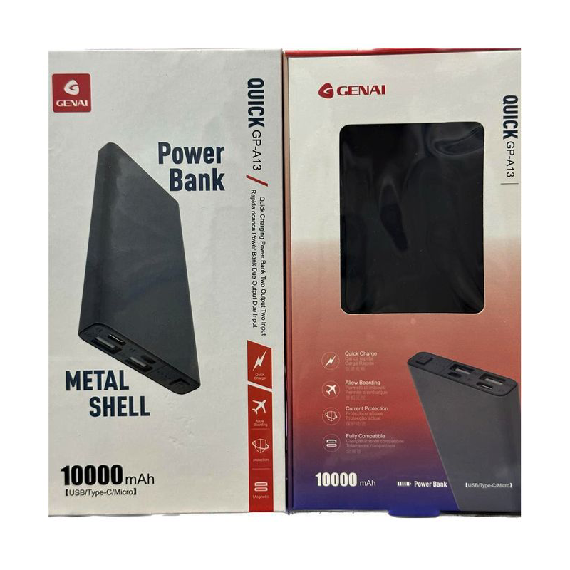 Genai Power Bank 10000 mAh 37W Metal Shell GP-A13 - Black