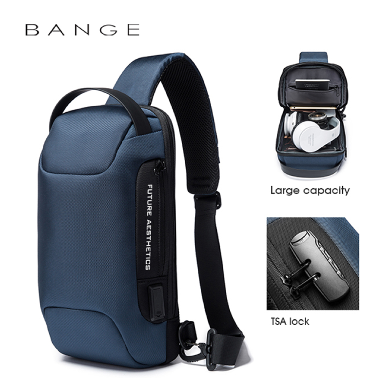 BANGE BG-22085 Anti-Theft Crossbody Shoulder Bag - Blue 