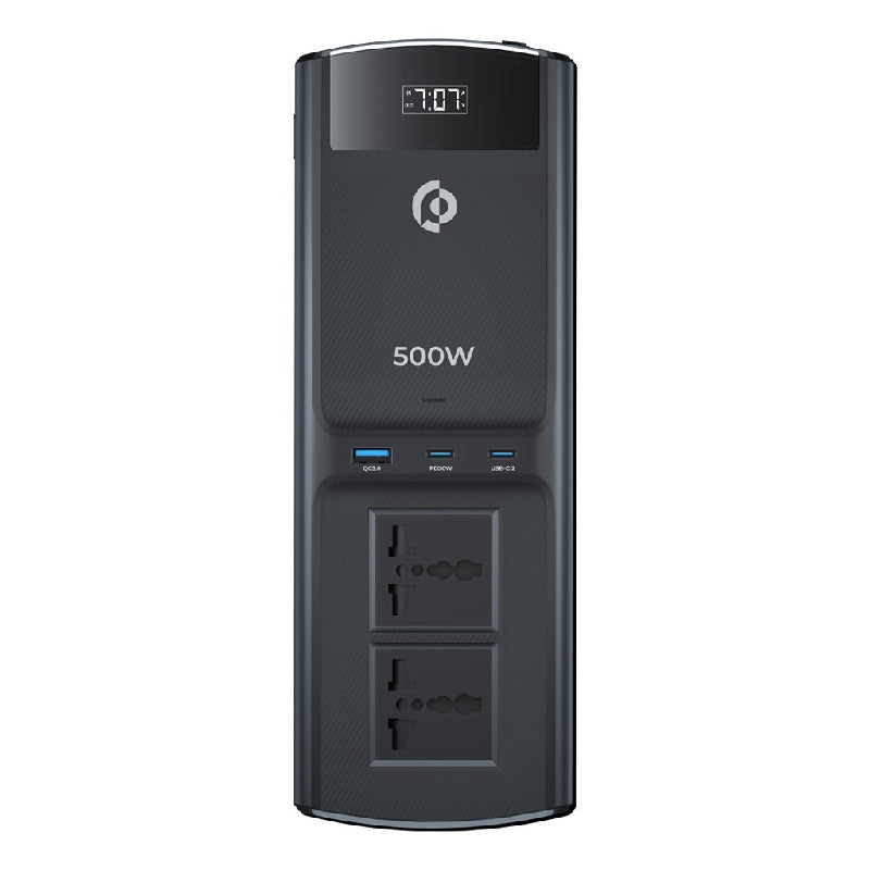 Powerology 500W Universal Multi-Port Car Inverter with Dual USB-C Output - Black