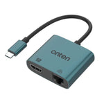 Onten 2 in 1 USB-C to HDMI 4K Adapter with Ethernet(RJ45)10/100Mbps, OTN-UC288 - Green