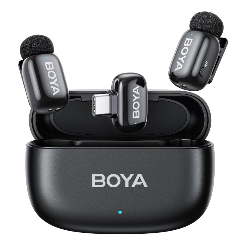 BOYA Mini-13 Dual Ultracompact 2.4GHz Wireless Microphone System - IOS, Type-C - Black