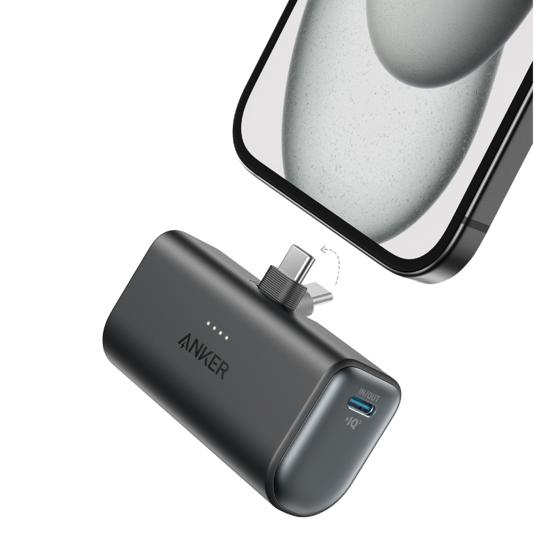 Anker Nano W 5,000 mAH 22.5W Built-In USB-C Connector, A1653H11 - Black 