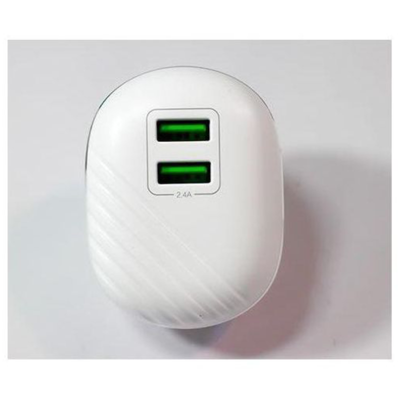 Recci Adapter Travel RC11 Uk Dual USB Fast Charging - White
