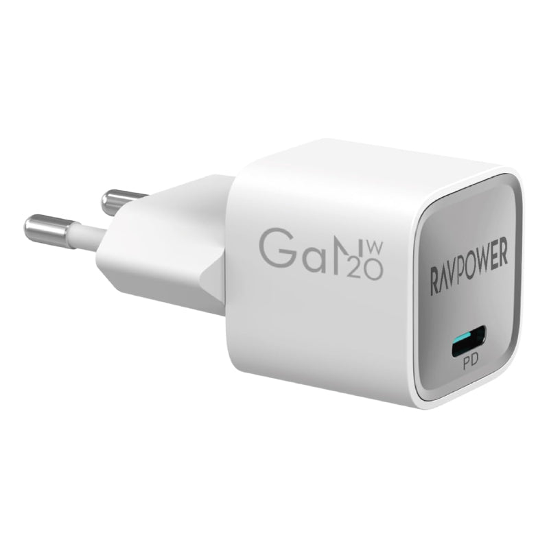 RAVPower RP-PC1055 Wall Charger, GaN, USB-C, 20W - White
