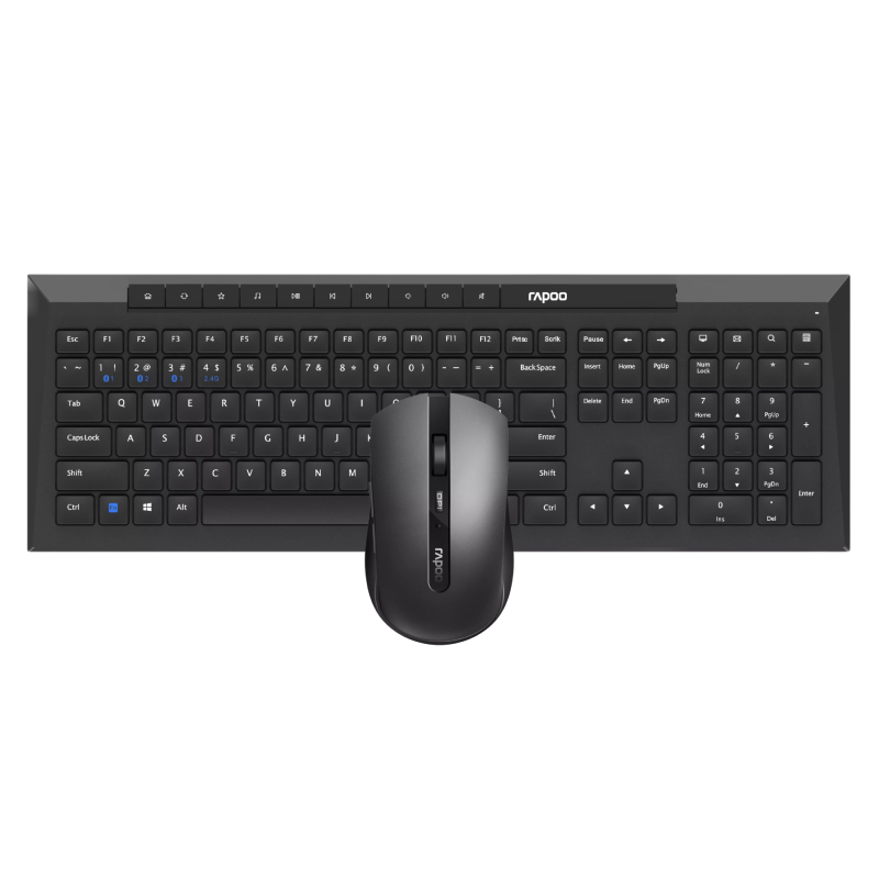 Rapoo 8210M Combo Mouse & Keyboard Multi Device - Black 