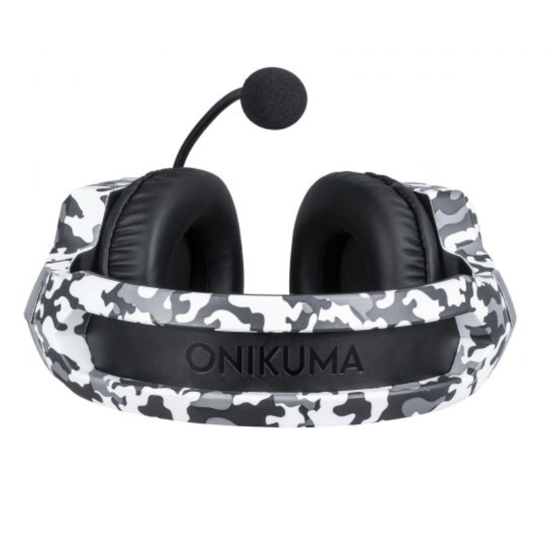 Onikuma K8 Wired Stereo Gaming Headphones With Mic LED Lights - White&Grey