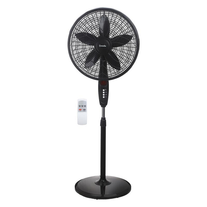 Zada Stand Fan 18 Inch With Remote 5 Blades, 50W, ZSF-182T - Black