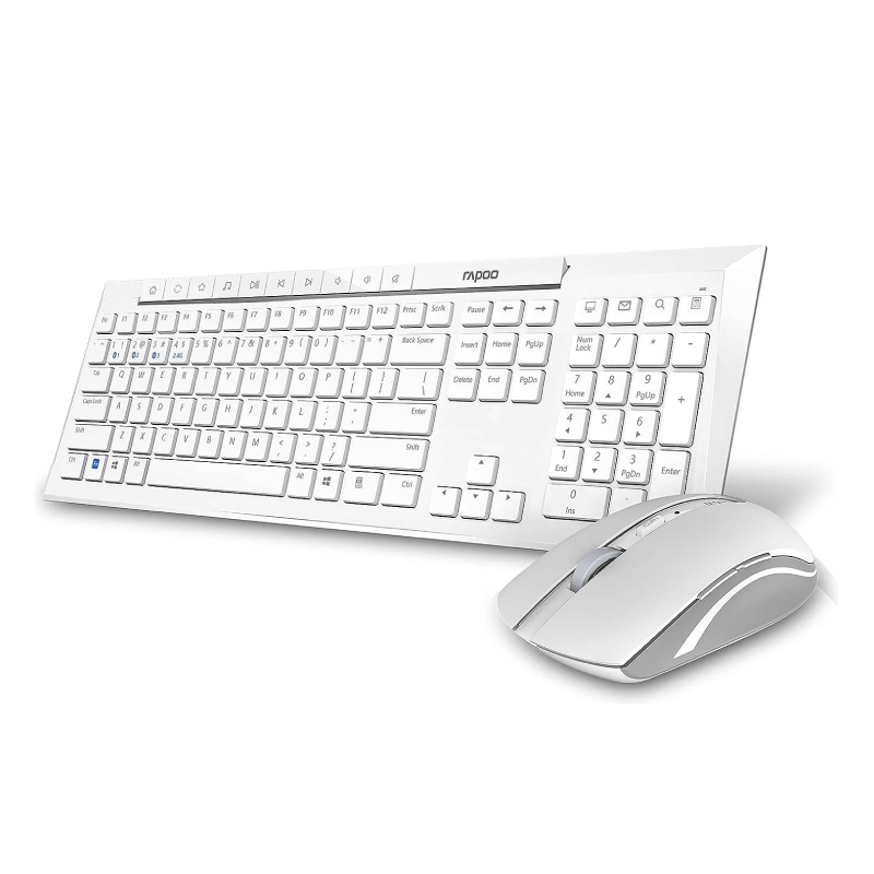 Rapoo 8210M Combo Mouse & Keyboard Wireless Multi Device - White