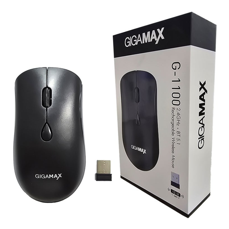 Gigamax G-1100 USB Mouse Rechargeable Bluetooth Wireless Mouse - Black