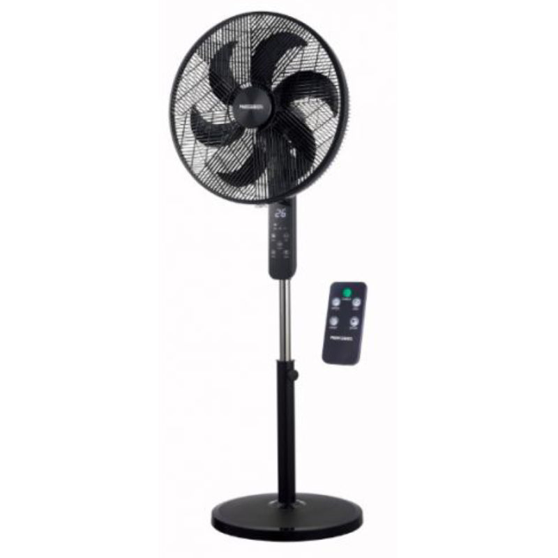 Media Tech Stand Fan, 18 Inch, 6 Blades, Room temperature display with Remote, MT-SF46R - Black