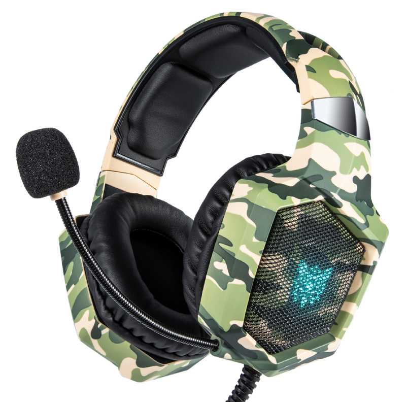 Onikuma K8 Wired Stereo Gaming Headphones With Mic LED Lights - Green