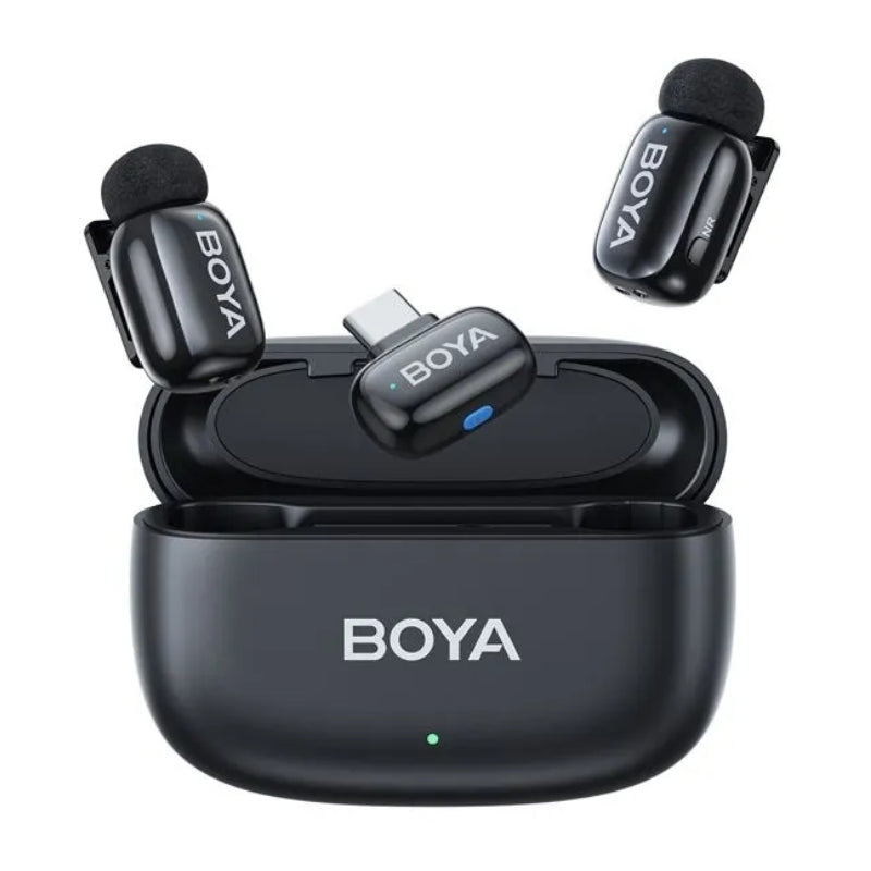 BOYA Ultra Mini Wireless Microphone TYPE-C , Noise Cancellation , 2.4GHz, MINI-14 - Black