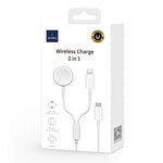 WiWU 2 in 1 Wireless Charger Cable Type-C To Lightning, M10 - White