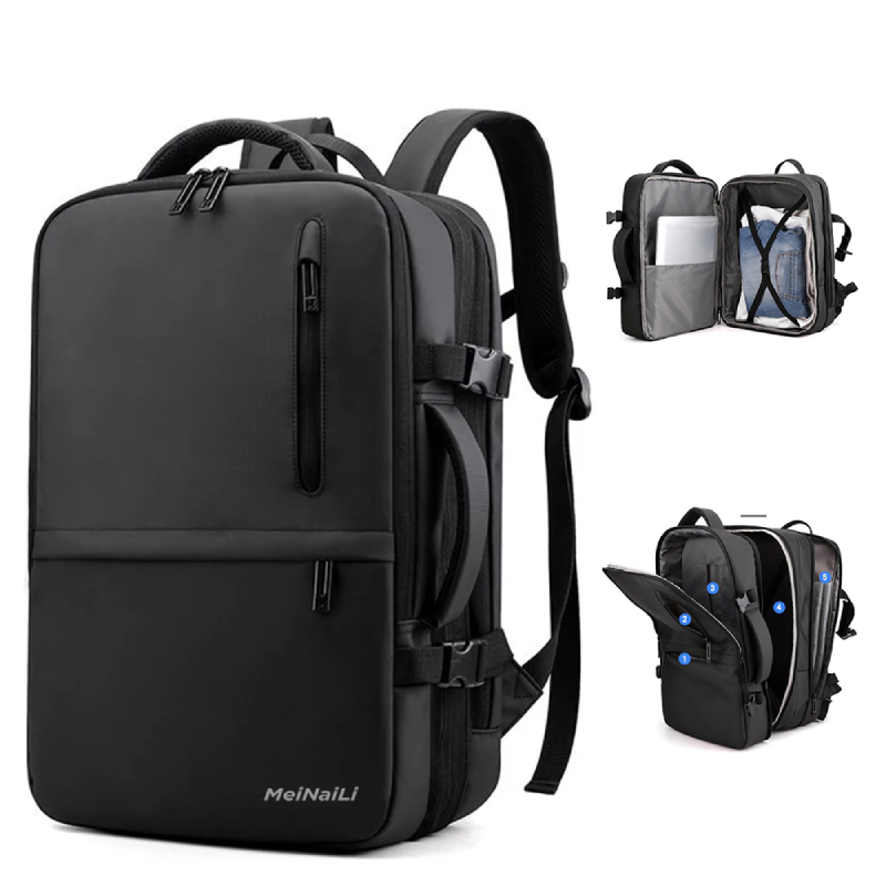 Meinaili 35L Large Backpack Waterproof Business Large Backpack 17.3 Inch Laptop - Black