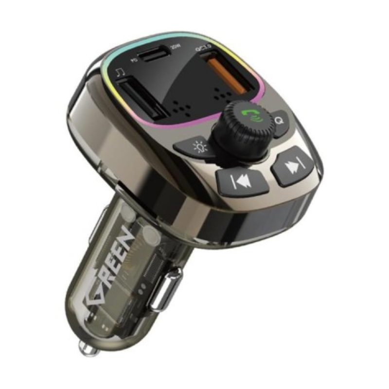 Green USB PD LED MP3 FAST 55W Car Charger GE Y085 - Black