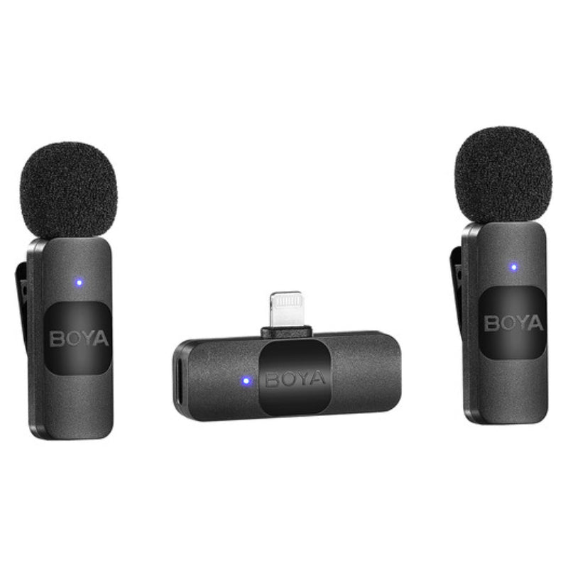 BOYA Ultracompact 2-Person Wireless Microphone System Lightning Connector, BY-V2 - Black