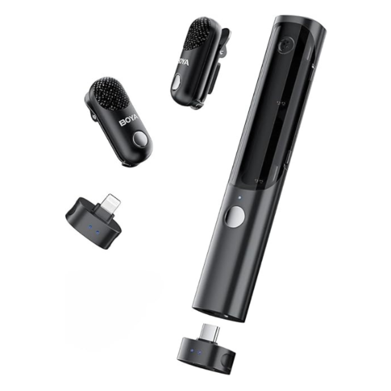BOYA Magic-04 AI Wireless Microphone – Transformable Mic with USB-C & Lightning - Black