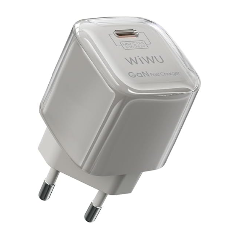 WiWU Jello Wi-U017 30W Power GaN Fast Charger With EU Plug - White