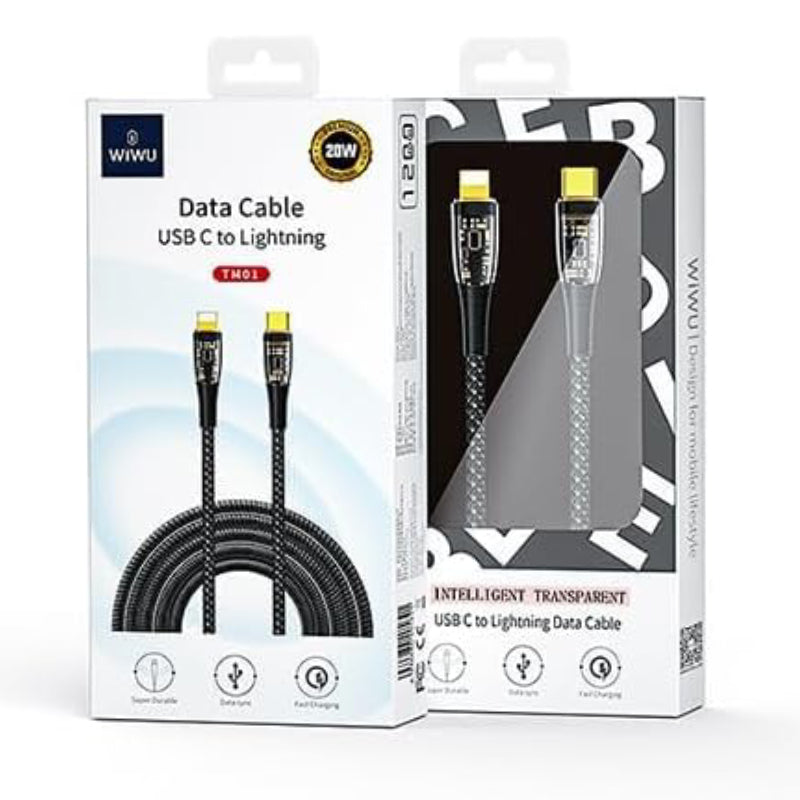 WiWU Cable Type-C To Lightning 20W PD Fast charging, TM01 - Black