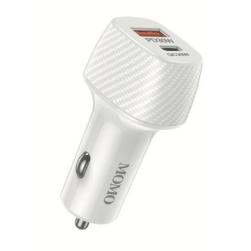 MOMO Mini Turbo Fast Car Charger, 60W, 2 USB 3.0 Ports, MO-055503 - White