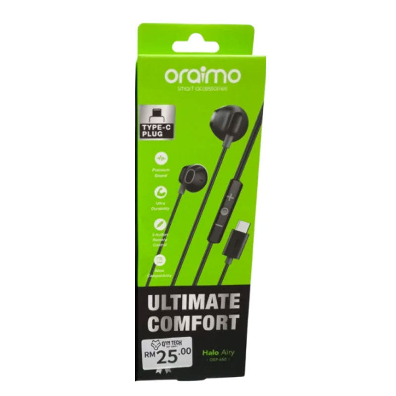 Oraimo OEP-650 Earphone Type-C Wired - Black