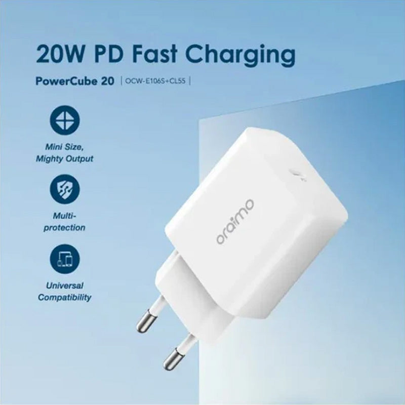 Oraimo Charger Home Type-C To Lightning 20W OCW-E106S - White
