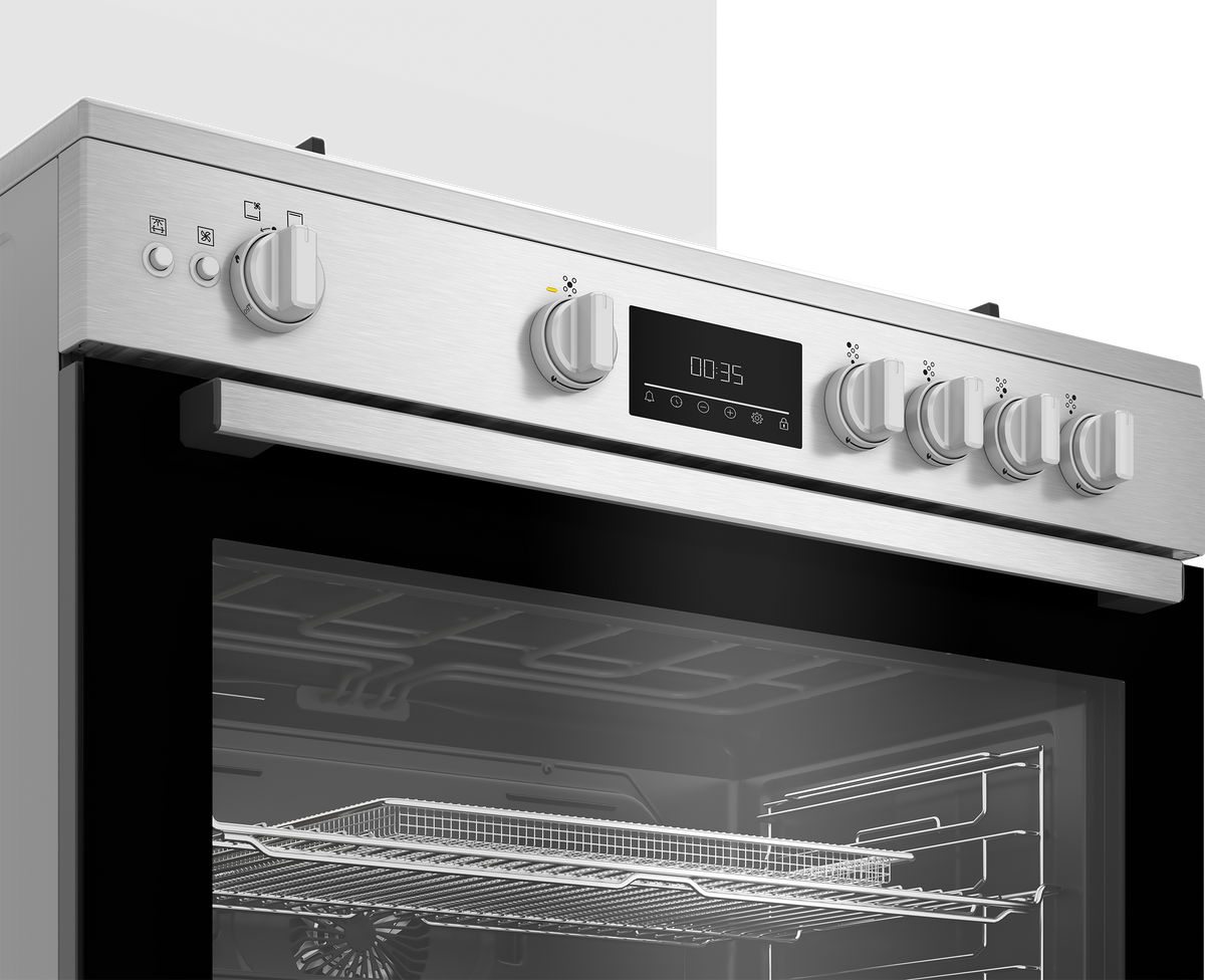 بوتاجاز Beko 90 سم، 5 شعلات، أمان كامل، BGGR 11225 GX2 - ستانلس ستيل