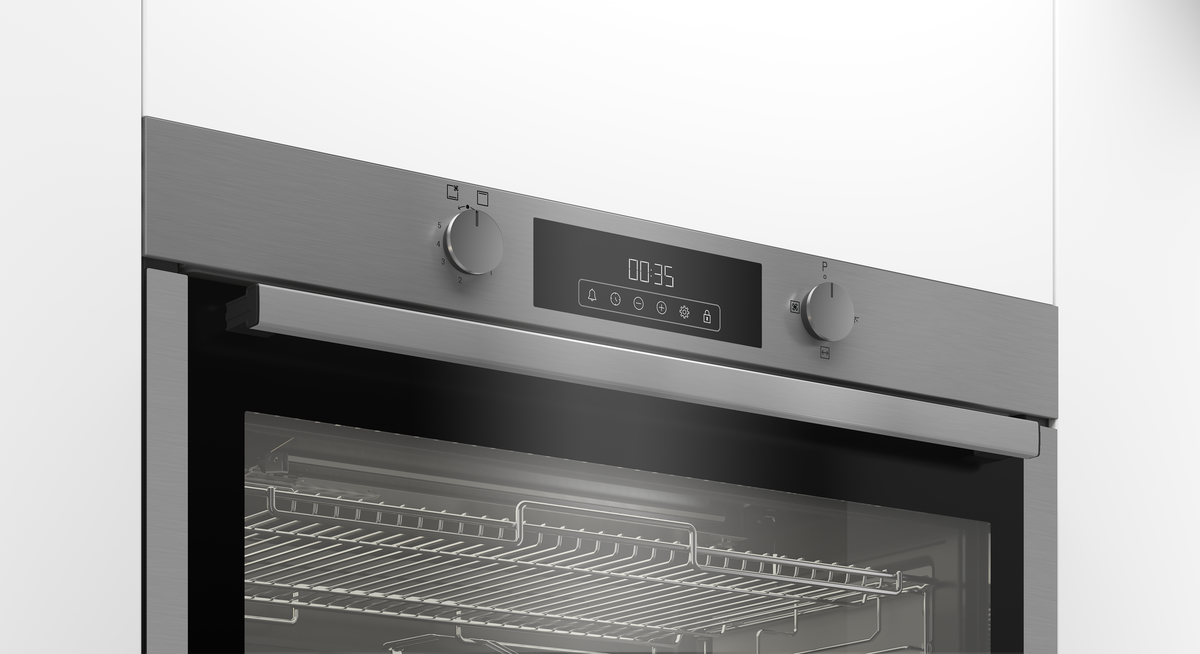 فرن غاز مدمج Ariston مقاس 90 سم، سعة 96 لتر AROG 9R2F3NG XNA، ستانلس ستيل