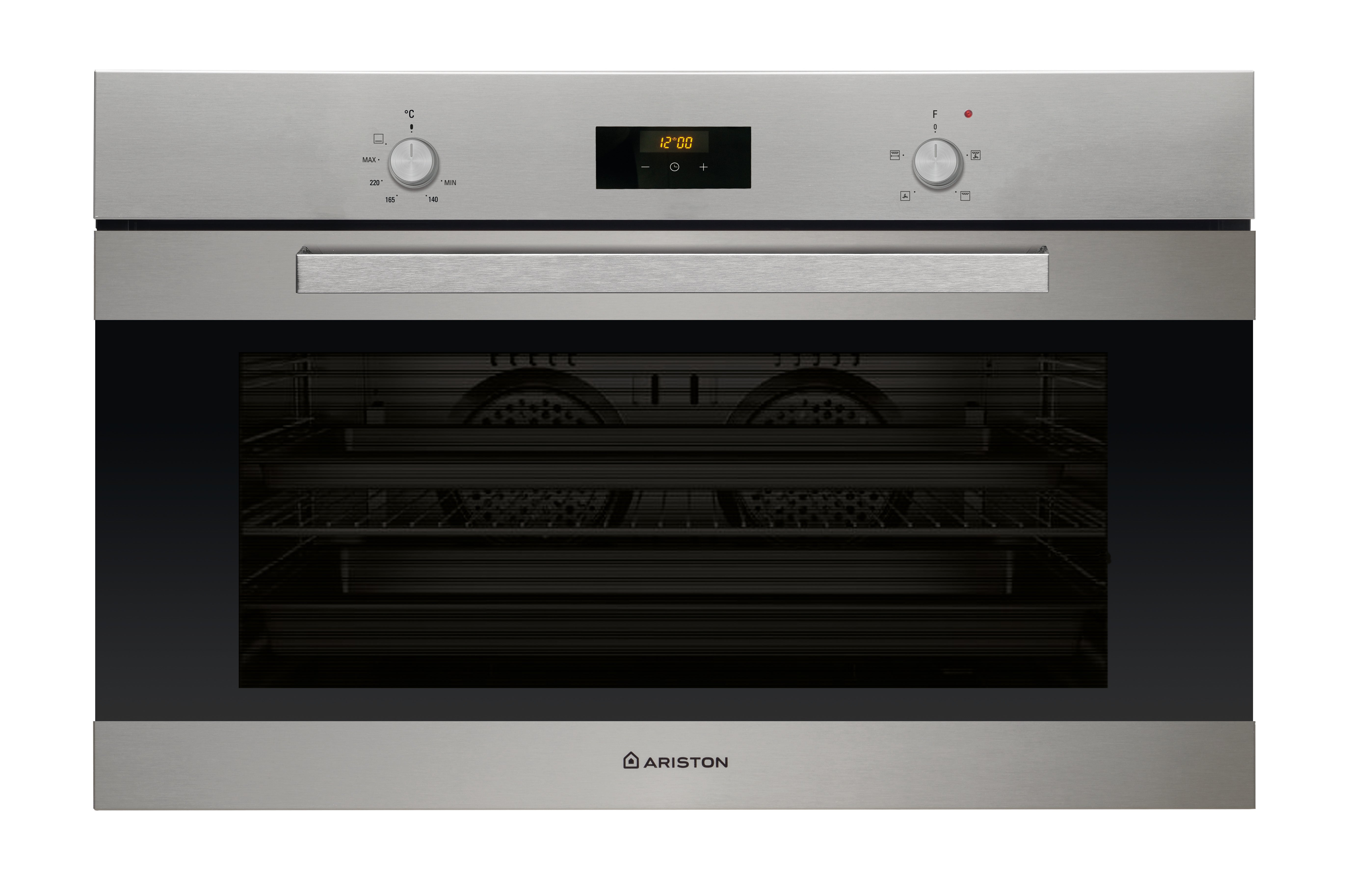 فرن غاز مدمج Ariston مقاس 90 سم، شواية كهربائية، مؤقت رقمي، سعة 98 لتر، ستانلس ستيل GESM 55 IX A 30