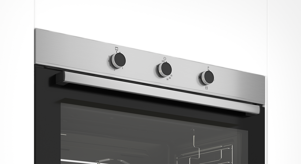 فرن Beko بلت إن غاز 90 سم 96 لتر مع شواية , BBWHT12106XS - ستانلس ستيل