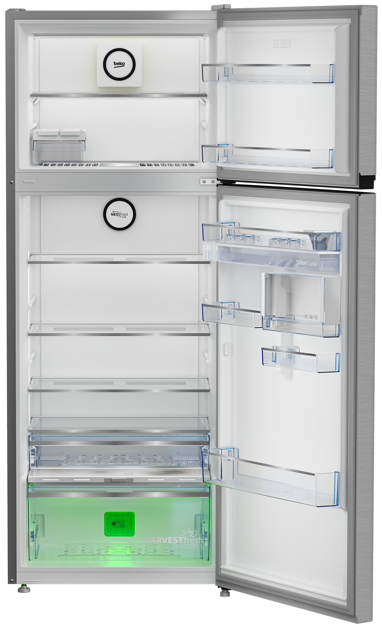 Beko 406L No Frost Refrigerator with ProSmart Inverter & Digital Display, RDNE455M20XBIDTEWEG - Stainless Steel