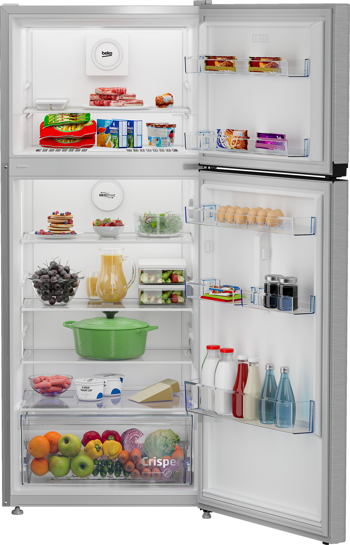 Beko Refrigerator 390L No Frost Top Freezer, RDNE420KD - Silver