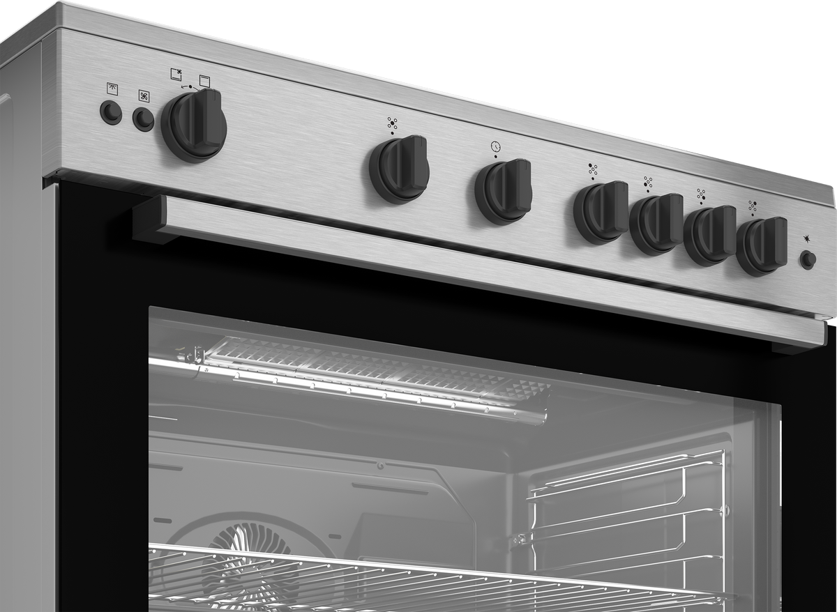 Beko Cooker 90cm 5 Burners Cast Iron 2 Fans Full Safety, BGGR 12113 GXF