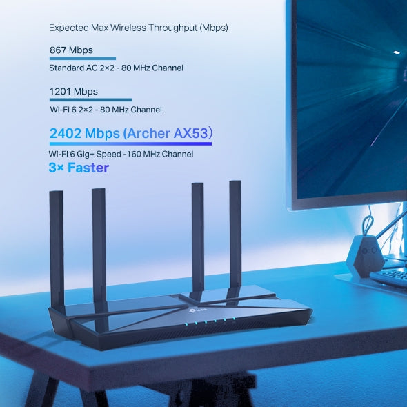 Tp-Link Archer AX53 Dual Band Gigabit Wi-Fi 6 Router AX3000 - Black
