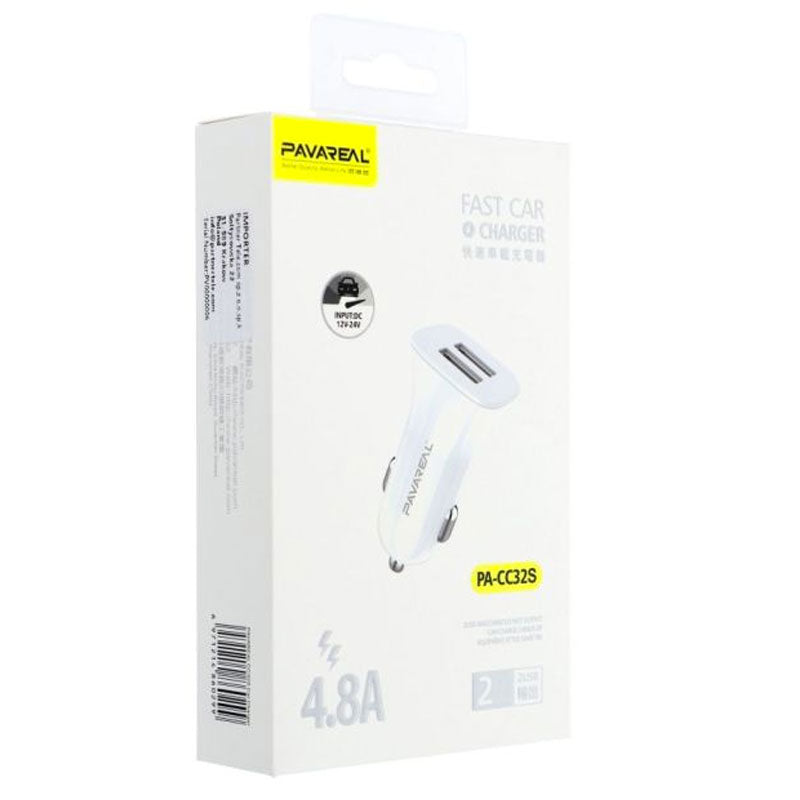 Pavareal PA-CC32S 2USB Car Charger with Type-C Cable