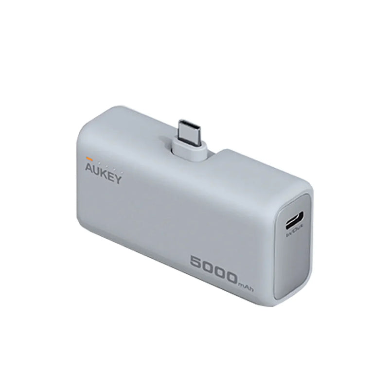 Aukey Spark Mini Power Bank 5000mAh, 20W PD Fast Charge, Built-in USB-C Port PB-Y59 – White