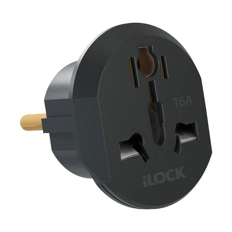 I Lock Power Lock Travel Plug Adapter Converter 16A Packet 3 Pieces - Black