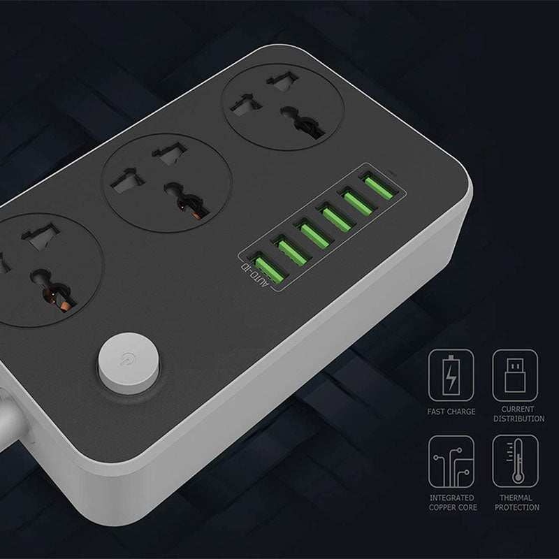 Ldnio Power Strip 3 Power Socket 6 USB 2.M 