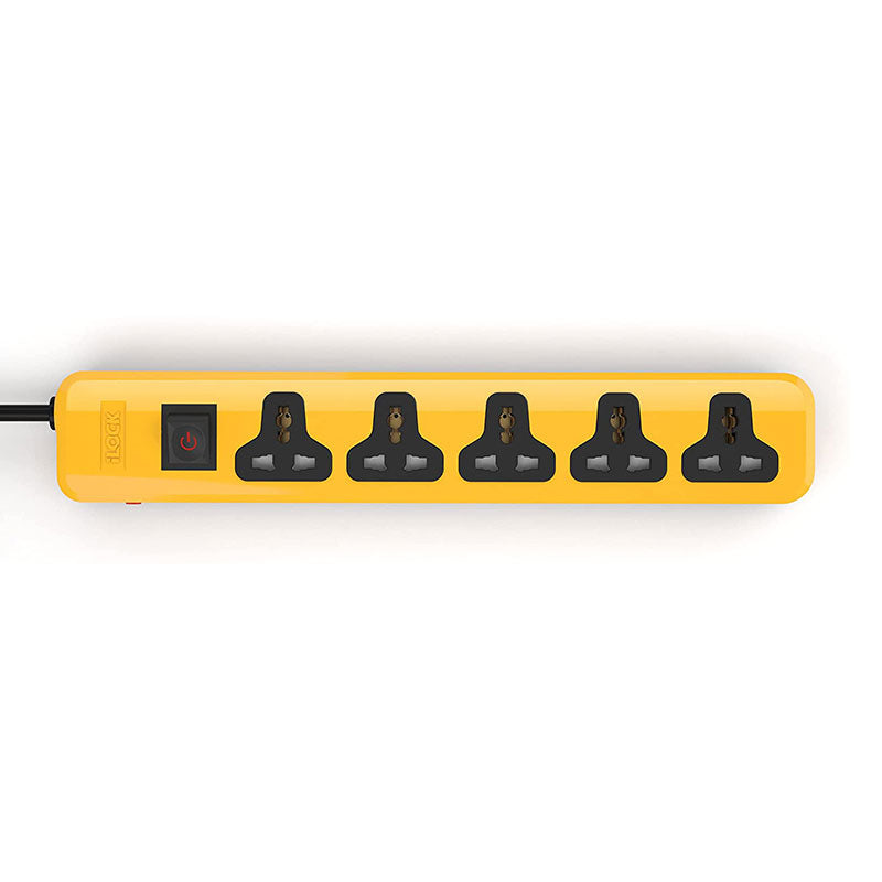 I Lock Power Strip 5 Universal Outlets With Overload Switch 3M - Yellow / Black