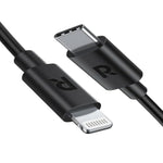 RAVPOWER RP-CB1016 USB-C to Lightning Charging Cable 1M - Black