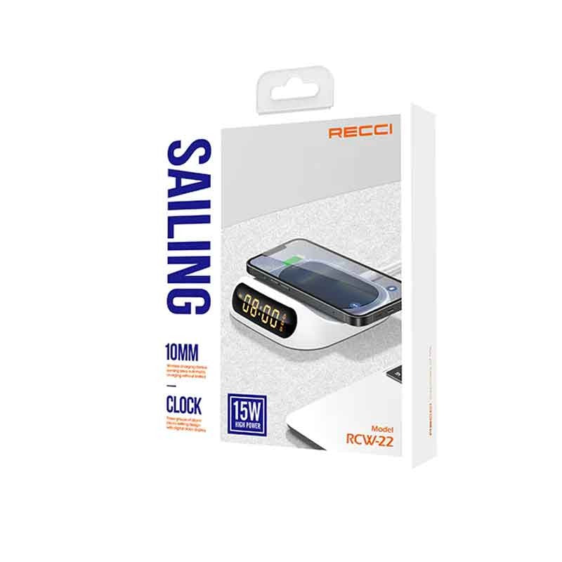 Recci RCW-22 Clock Wireless Charging Digital , 15W - White