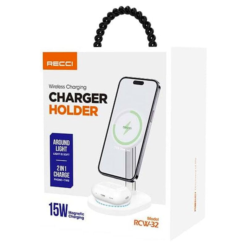 Recci RCW-32 2 in 1 Wireless Magnetic Charger & Holder Stand