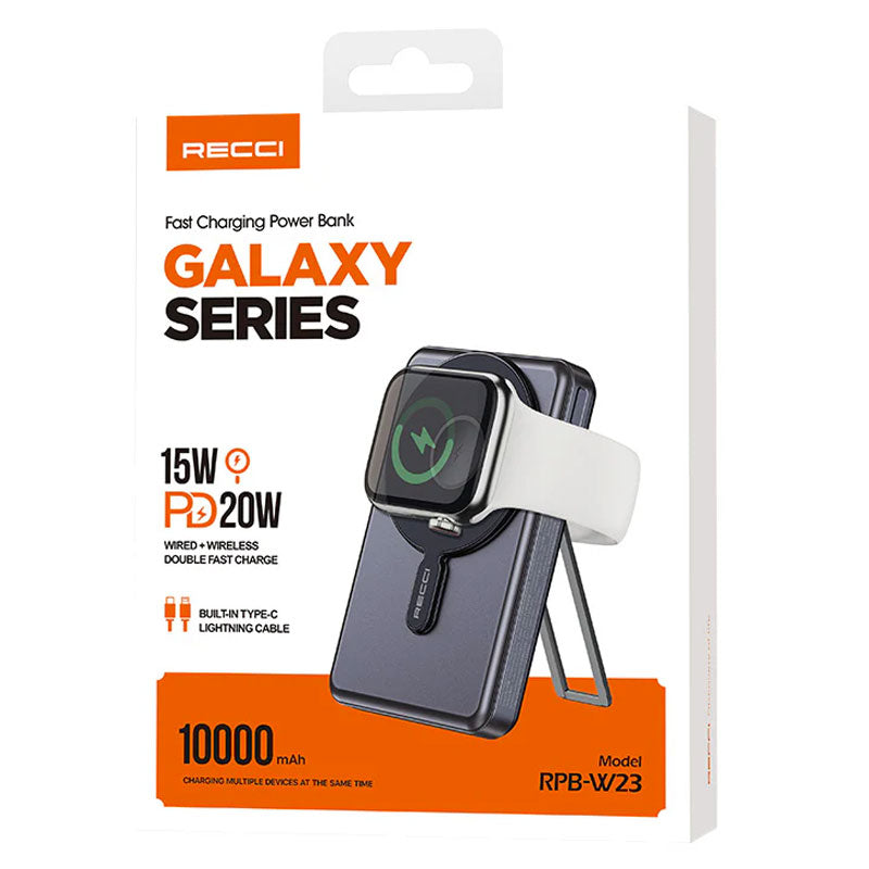 Recci RPB-W23 Wireless Magnetic Power Bank 10000mAh 20W - Black