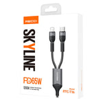Recci RTC-T16 Cable 2-in-1 USB-C & Lightning - 1.2M - Black