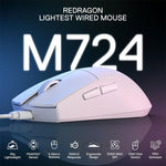 Redragon , Mouse Wired Gaming , M724 , ULTRA LIGHT 49G - WHITE
