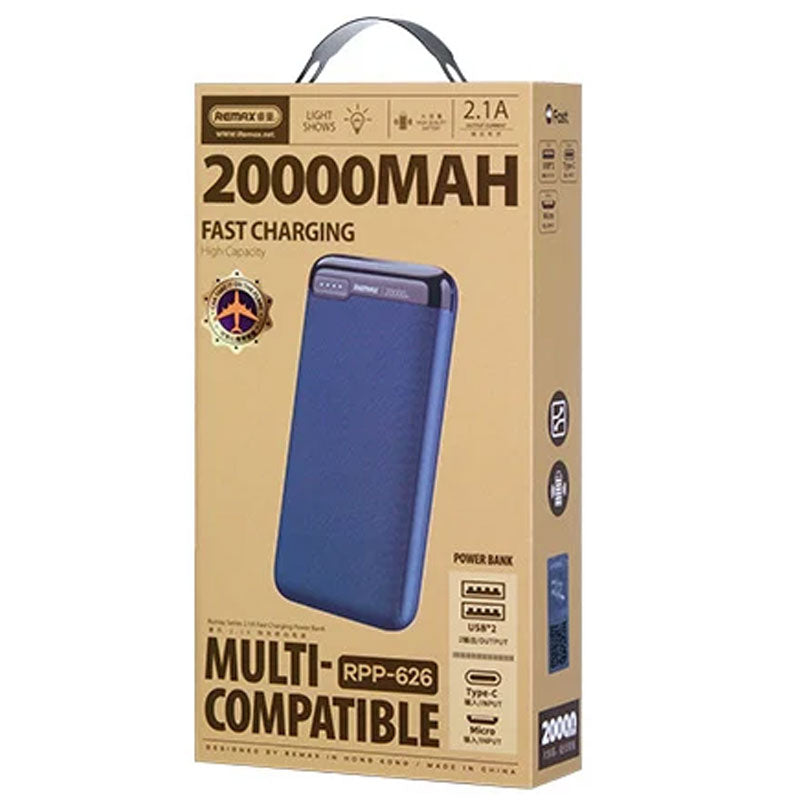 Remax RPP-626 Power Bank 20000mAh 2.1A - Blue