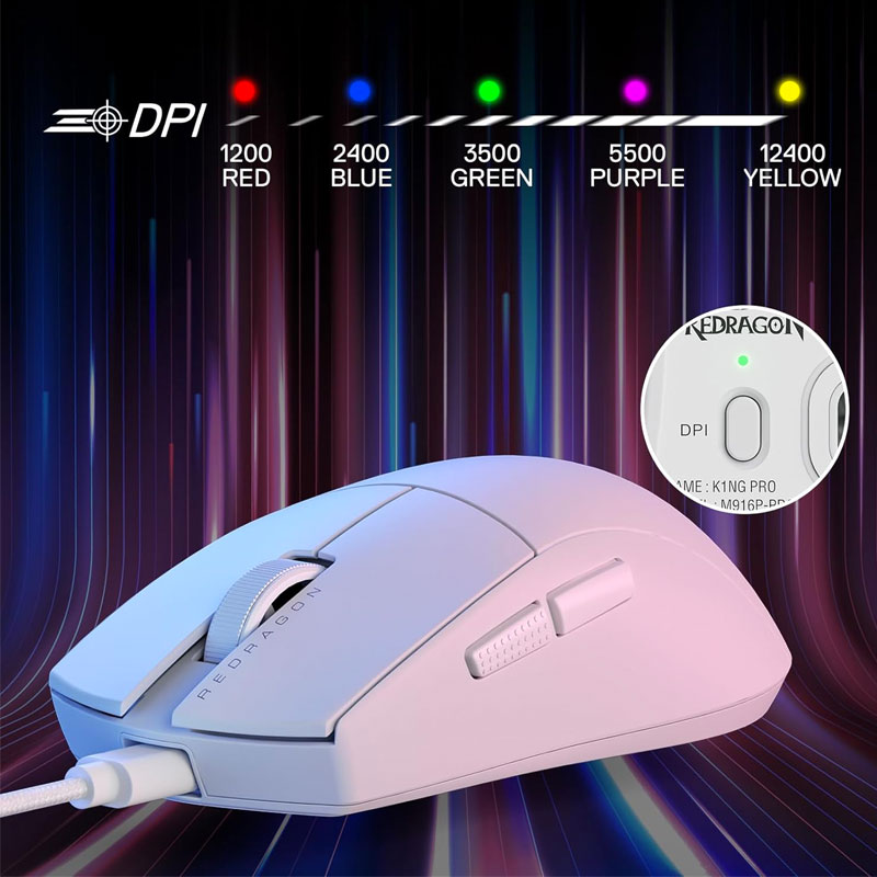 Redragon , Mouse Wired Gaming , M724 , ULTRA LIGHT 49G - WHITE
